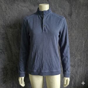 Tommy Bahama Men XXL Blue Cotton Ribbed Henley Pullover Men's  Pullover Shirt
